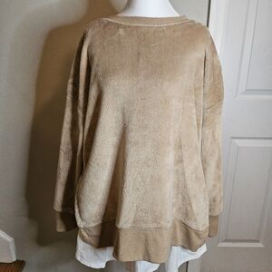 Khols SO Brown Fuzzy Oversized Crewneck Sweatshirt Size Small